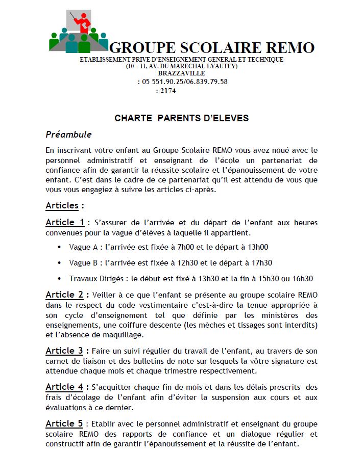 charte engagement parent remo